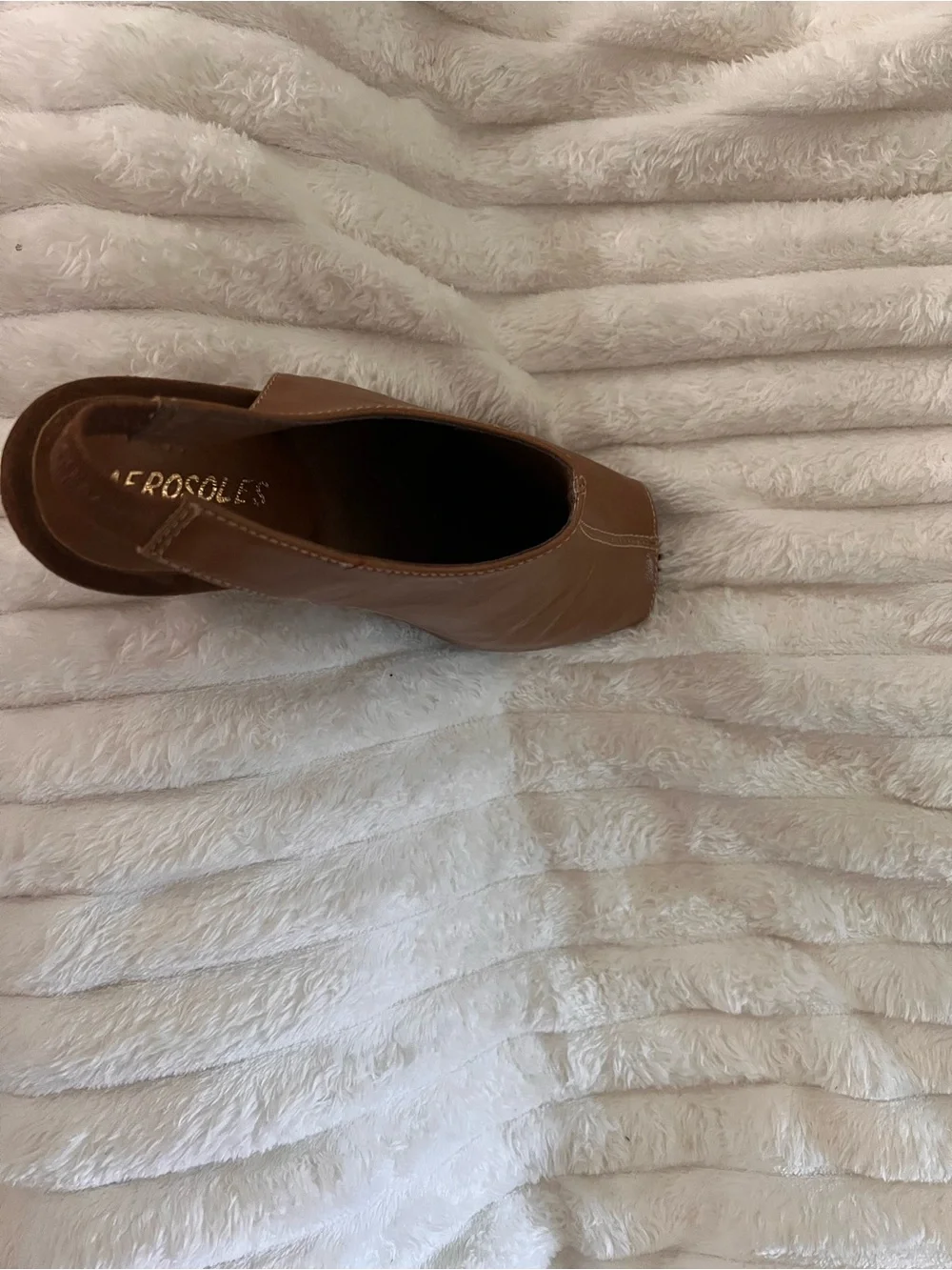 AEROSOLES Brown Slingback Peep-Toe Mule